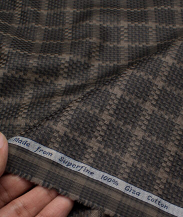 Tresca by Arvind  Giza Cotton Self Design Shirting Fabric (Black & Brown)