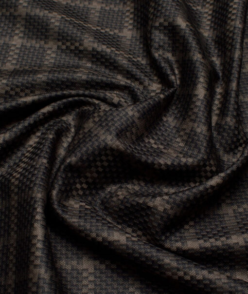 Tresca by Arvind  Giza Cotton Self Design Shirting Fabric (Black & Brown)