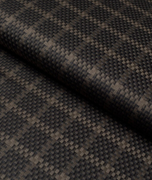 Tresca by Arvind  Giza Cotton Self Design Shirting Fabric (Black & Brown)