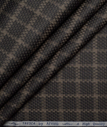 Tresca by Arvind  Giza Cotton Self Design Shirting Fabric (Black & Brown)