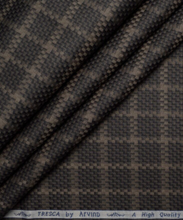 Tresca by Arvind  Giza Cotton Self Design Shirting Fabric (Black & Brown)