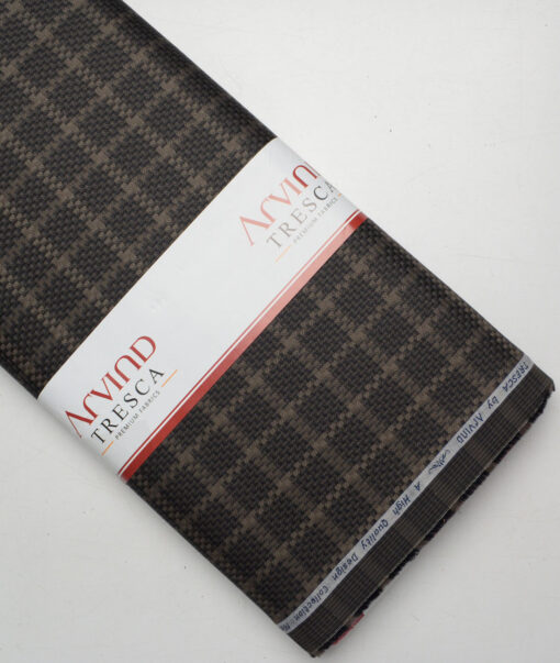 Tresca by Arvind  Giza Cotton Self Design Shirting Fabric (Black & Brown)