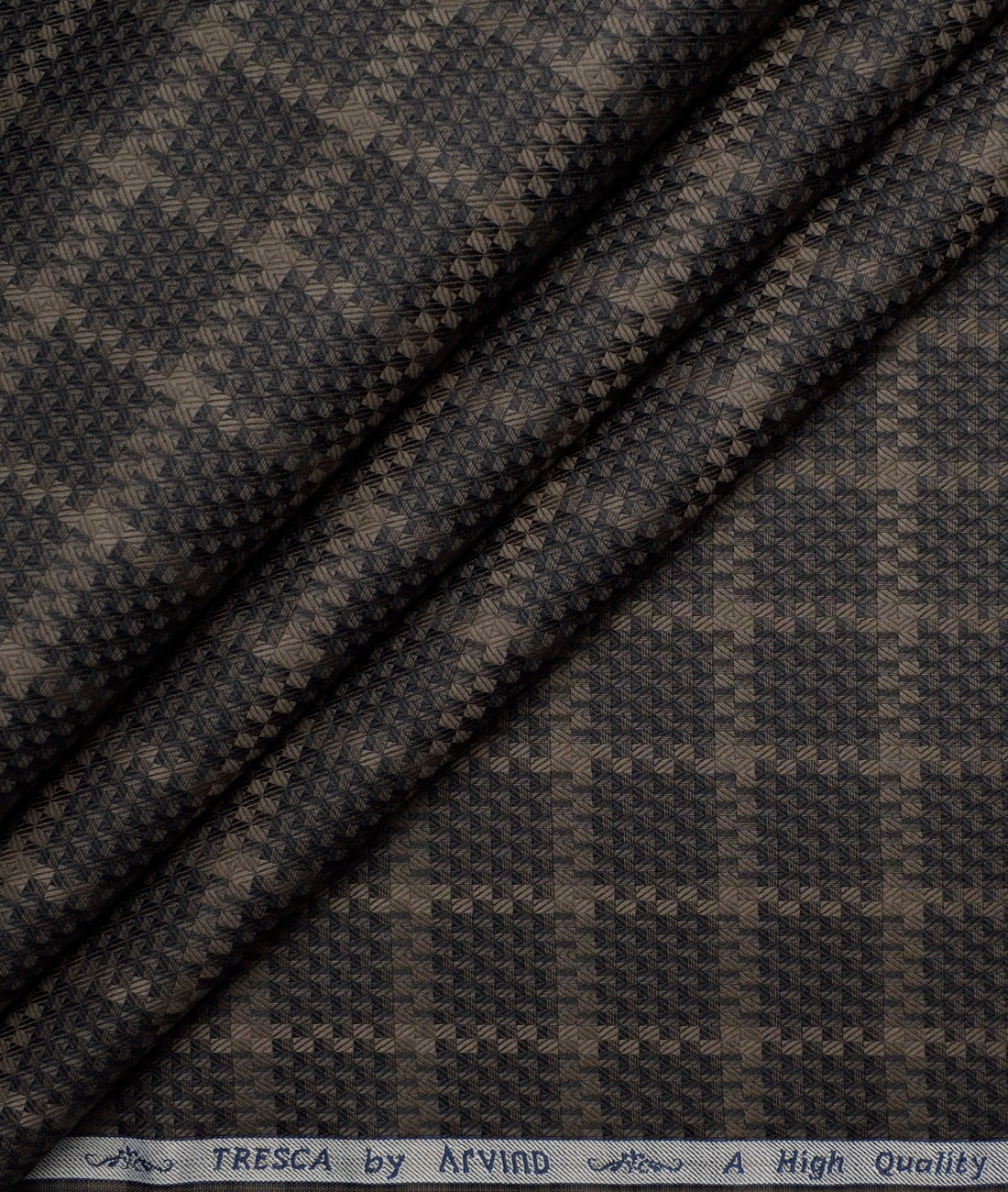 Tresca by Arvind Giza Cotton Self Design Shirting Fabric (Black & Brown) Tresca by Arvind Giza Cotton Self Design Shirting Fabric (Black & Brown)