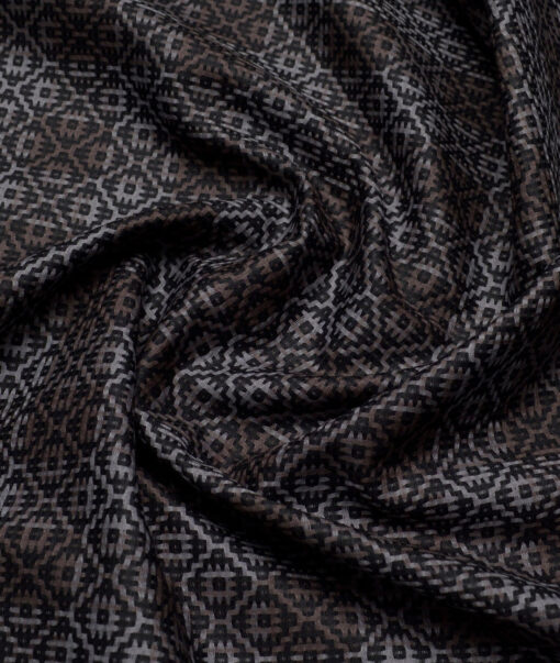 Tresca by Arvind  Giza Cotton Self Design Shirting Fabric (Brown & Grey)