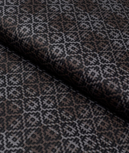 Tresca by Arvind  Giza Cotton Self Design Shirting Fabric (Brown & Grey)