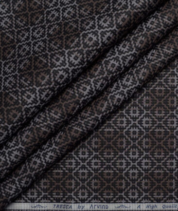 Tresca by Arvind  Giza Cotton Self Design Shirting Fabric (Brown & Grey)