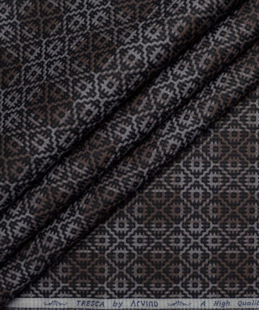 Tresca by Arvind  Giza Cotton Self Design Shirting Fabric (Brown & Grey)