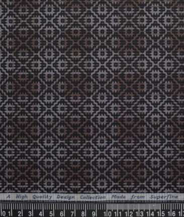 Tresca by Arvind  Giza Cotton Self Design Shirting Fabric (Brown & Grey)