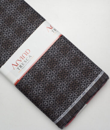 Tresca by Arvind  Giza Cotton Self Design Shirting Fabric (Brown & Grey)
