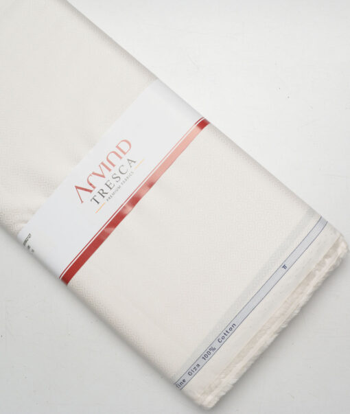 Tresca by Arvind  Giza Cotton Self Design Shirting Fabric (Cream)