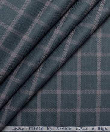 Tresca by Arvind  Giza Cotton Checks Shirting Fabric (Dark Green)