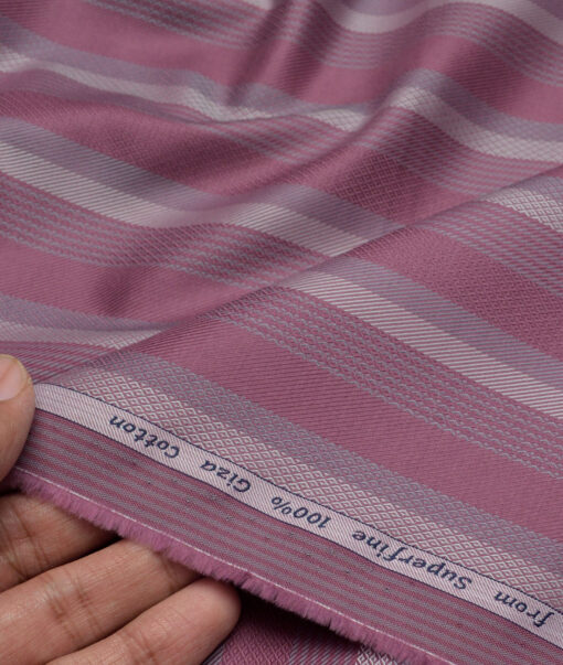 Tresca by Arvind  Giza Cotton Striped Shirting Fabric (Dark Mauve)