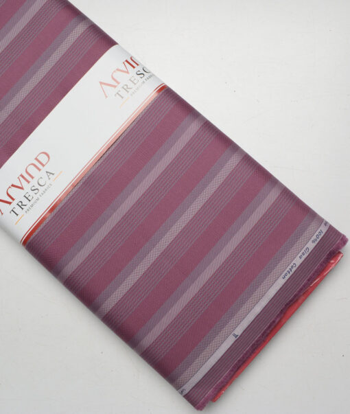 Tresca by Arvind  Giza Cotton Striped Shirting Fabric (Dark Mauve)