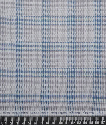 Tresca by Arvind  Giza Cotton Checks Shirting Fabric (Light Grey & Blue)