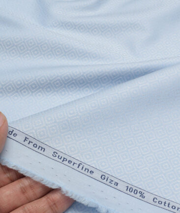 Tresca by Arvind  Giza Cotton Self Design Shirting Fabric (Sky Blue)