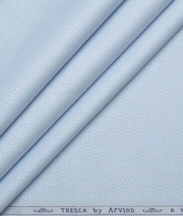 Tresca by Arvind  Giza Cotton Self Design Shirting Fabric (Sky Blue)