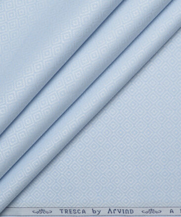 Tresca by Arvind  Giza Cotton Self Design Shirting Fabric (Sky Blue)
