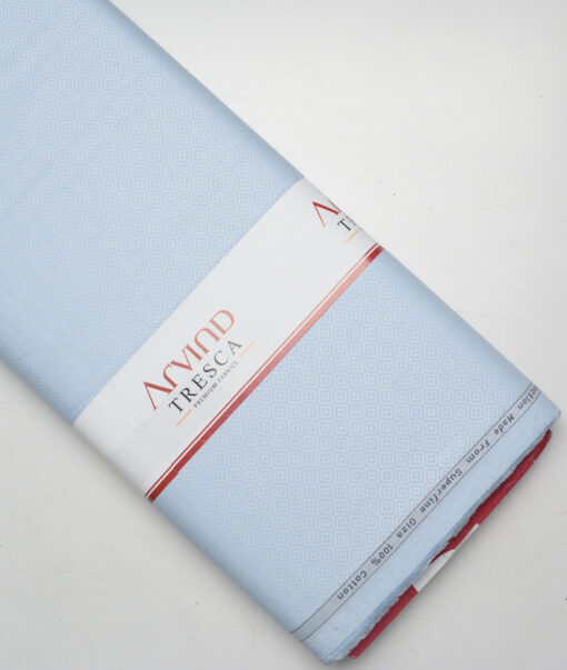 Tresca by Arvind  Giza Cotton Self Design Shirting Fabric (Sky Blue)