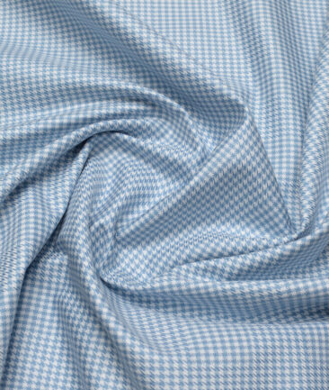 Tresca by Arvind  Giza Cotton Structured Shirting Fabric (White & Blue)