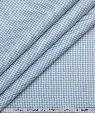 Tresca by Arvind  Giza Cotton Structured Shirting Fabric (White & Blue)
