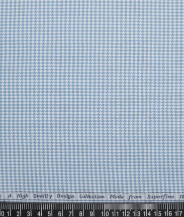 Tresca by Arvind  Giza Cotton Structured Shirting Fabric (White & Blue)