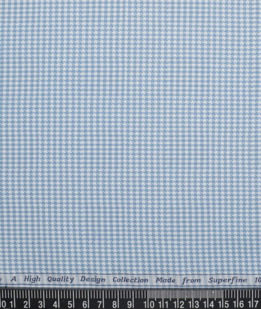 Tresca by Arvind  Giza Cotton Structured Shirting Fabric (White & Blue)