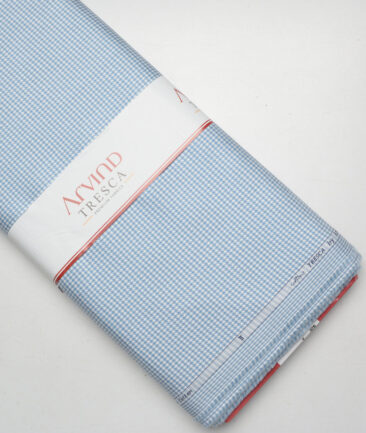 Tresca by Arvind  Giza Cotton Structured Shirting Fabric (White & Blue)