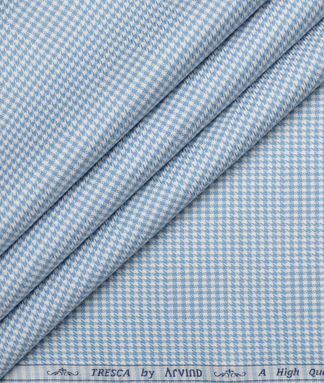 Tresca by Arvind Giza Cotton Structured Shirting Fabric (White & Blue) Tresca by Arvind Giza Cotton Structured Shirting Fabric (White & Blue)