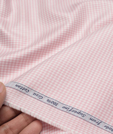 Tresca by Arvind  Giza Cotton Structured Shirting Fabric (White & Pink)