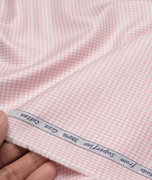 Tresca by Arvind  Giza Cotton Structured Shirting Fabric (White & Pink)