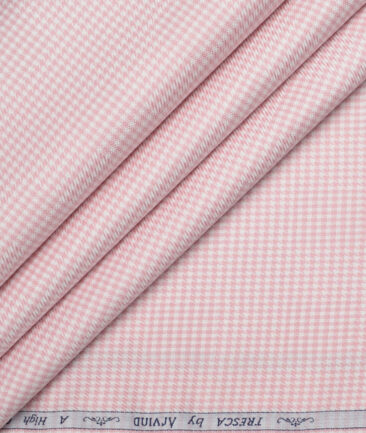 Tresca by Arvind  Giza Cotton Structured Shirting Fabric (White & Pink)