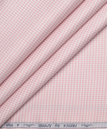 Tresca by Arvind  Giza Cotton Structured Shirting Fabric (White & Pink)