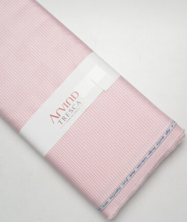 Tresca by Arvind  Giza Cotton Structured Shirting Fabric (White & Pink)