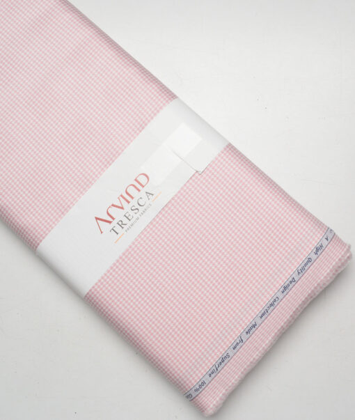 Tresca by Arvind  Giza Cotton Structured Shirting Fabric (White & Pink)
