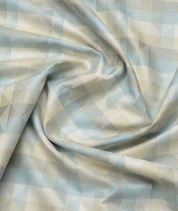 Tresca by Arvind  Giza Cotton Self Design Shirting Fabric (Cream & Arctic Blue)
