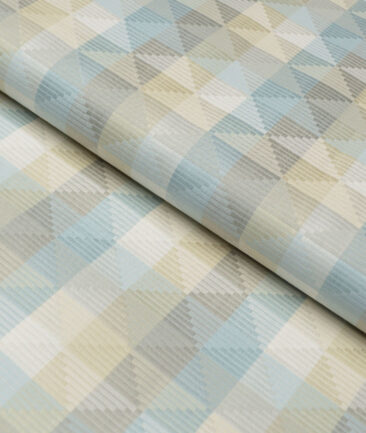 Tresca by Arvind  Giza Cotton Self Design Shirting Fabric (Cream & Arctic Blue)