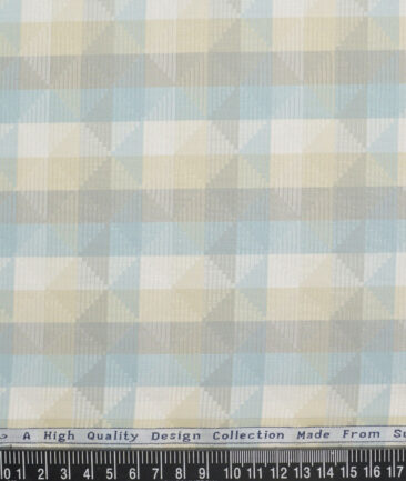 Tresca by Arvind  Giza Cotton Self Design Shirting Fabric (Cream & Arctic Blue)