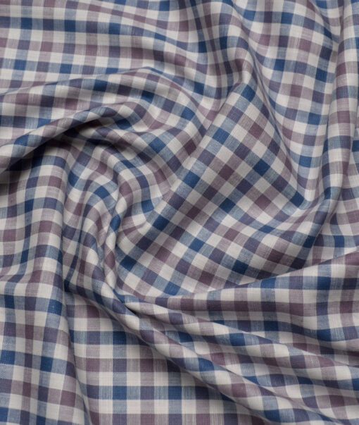 Tresca by Arvind  Superfine Cotton Checks Shirting Fabric (Cream & Blue)