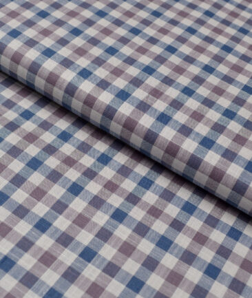 Tresca by Arvind  Superfine Cotton Checks Shirting Fabric (Cream & Blue)