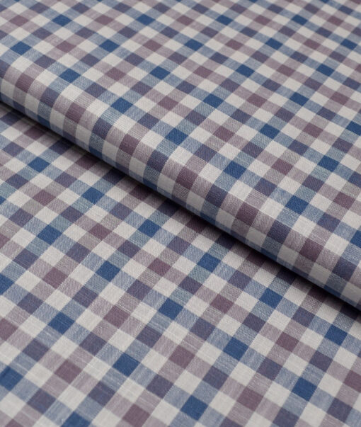 Tresca by Arvind  Superfine Cotton Checks Shirting Fabric (Cream & Blue)