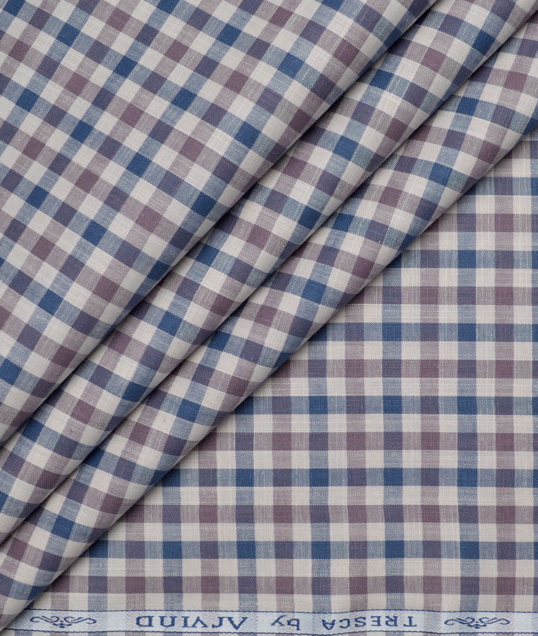 Tresca by Arvind Superfine Cotton Checks Shirting Fabric (Cream & Blue) Tresca by Arvind Superfine Cotton Checks Shirting Fabric (Cream & Blue)