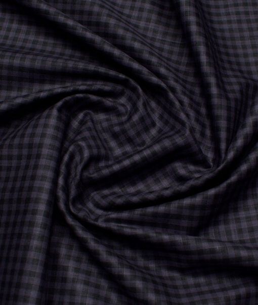 Tresca by Arvind  Superfine Cotton Checks Shirting Fabric (Dark Grey)