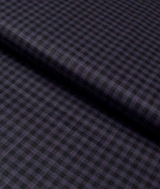 Tresca by Arvind  Superfine Cotton Checks Shirting Fabric (Dark Grey)
