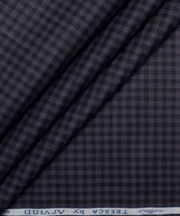 Tresca by Arvind  Superfine Cotton Checks Shirting Fabric (Dark Grey)