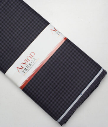 Tresca by Arvind  Superfine Cotton Checks Shirting Fabric (Dark Grey)