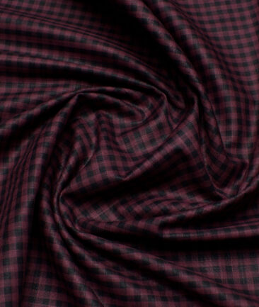 Tresca by Arvind  Superfine Cotton Checks Shirting Fabric (Wine)
