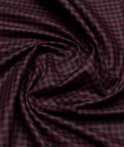 Tresca by Arvind  Superfine Cotton Checks Shirting Fabric (Wine)