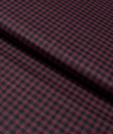 Tresca by Arvind  Superfine Cotton Checks Shirting Fabric (Wine)