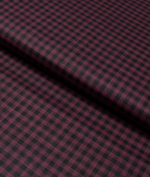 Tresca by Arvind  Superfine Cotton Checks Shirting Fabric (Wine)