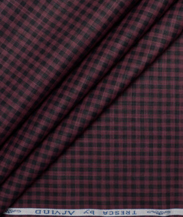 Tresca by Arvind  Superfine Cotton Checks Shirting Fabric (Wine)